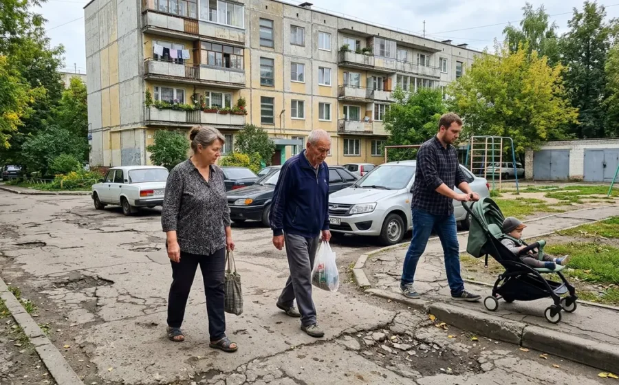 Жители проверяют удобство двора возле многоквартирного дома