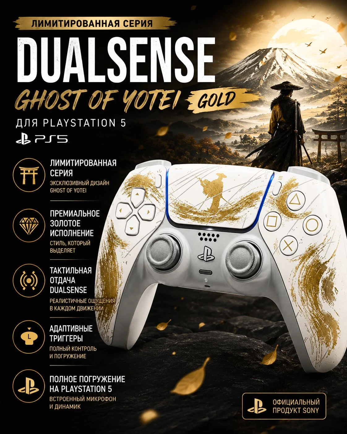Геймпад Sony DualSense PS5 Ghost of Yotei Gold Limited Edition